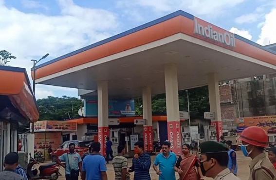 Fire breaks out in Radhanagar fuel station, tension triggered Fire breaks out in Radhanagar fuel station, tension triggered
